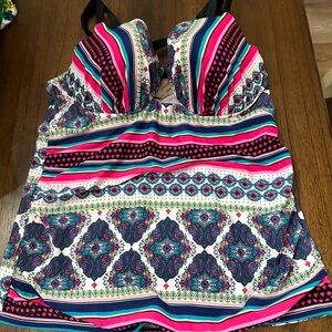 Lane Bryant Vibrant Striped and Paisley Tankini Top